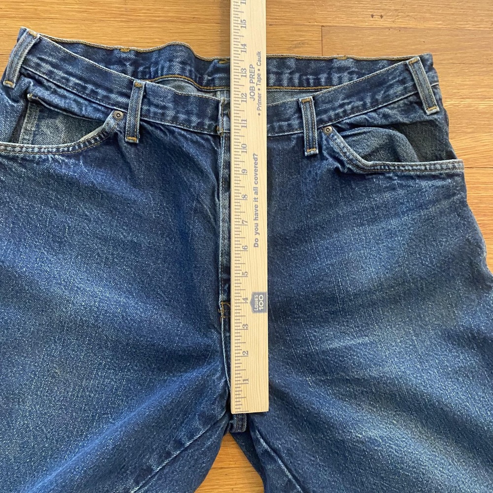 Dickies Jeans Mens 38x34 Blue Denim Straight Leg Workwear 5 Pocket Zip Fly Faded - Picture 6 of 15